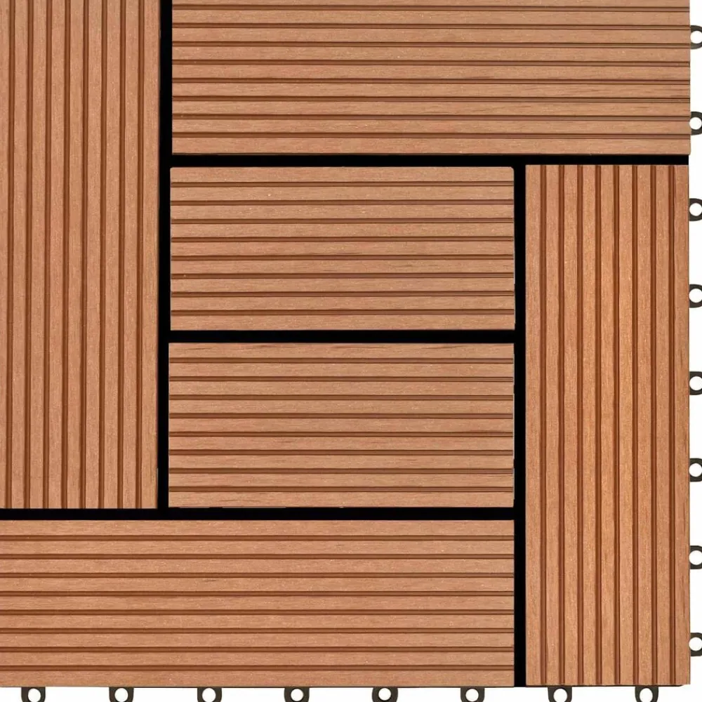 vidaXL Tile de Decking 11 pcs Marrón 30 x 30 cm WPC Marrón Outlet