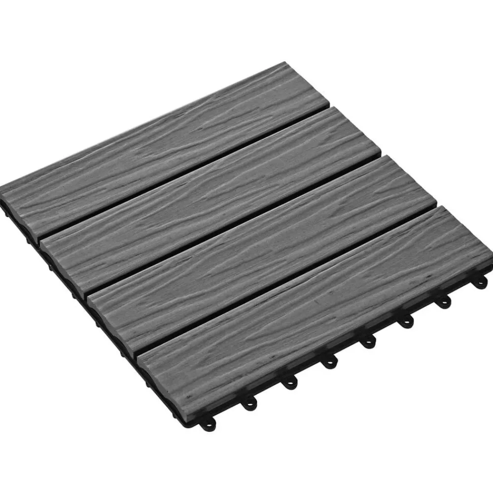 vidaXL Tile de Decking Diseño 3D 11 pcs 30 x 30 cm WPC Gris Clearance