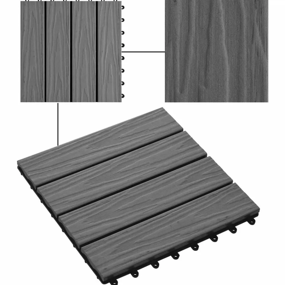 vidaXL Tile de Decking Diseño 3D 11 pcs 30 x 30 cm WPC Gris Clearance