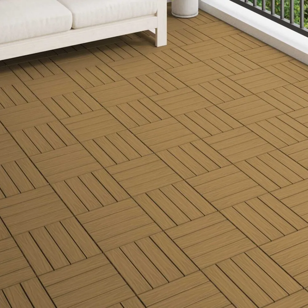 vidaXL Tile de Decking Diseño 3D 11 pcs Teca 30 x 30 cm WPC color teca New