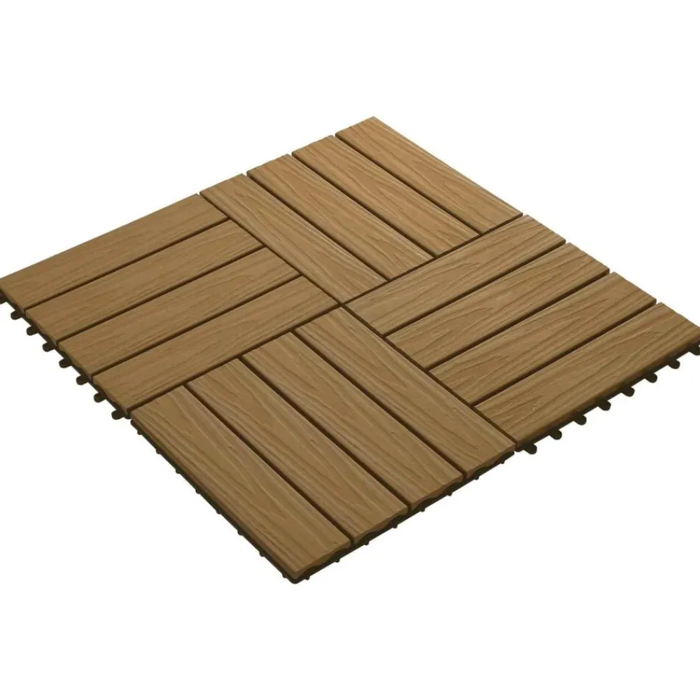 vidaXL Tile de Decking Diseño 3D 11 pcs Teca 30 x 30 cm WPC color teca New