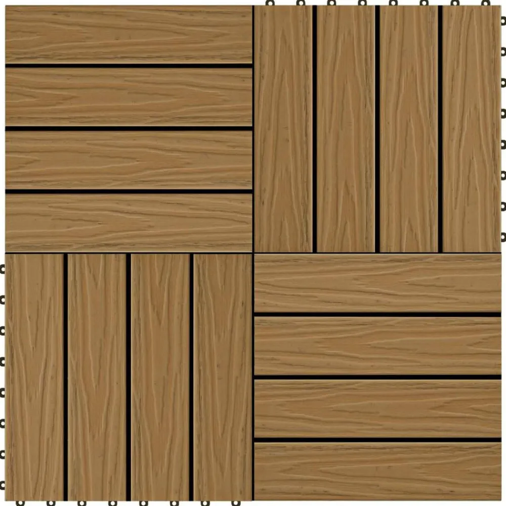 vidaXL Tile de Decking Diseño 3D 11 pcs Teca 30 x 30 cm WPC color teca New