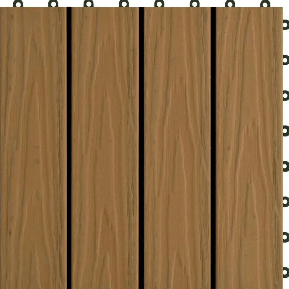 vidaXL Tile de Decking Diseño 3D 11 pcs Teca 30 x 30 cm WPC color teca New