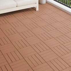 vidaXL Tile de Decking Diseño 3D 11 pcs Marrón Claro 30 x 30 cm WPC Marr&oacute;n claro New