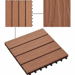 vidaXL Tile de Decking Diseño 3D 11 pcs Marrón Claro 30 x 30 cm WPC Marrón claro New