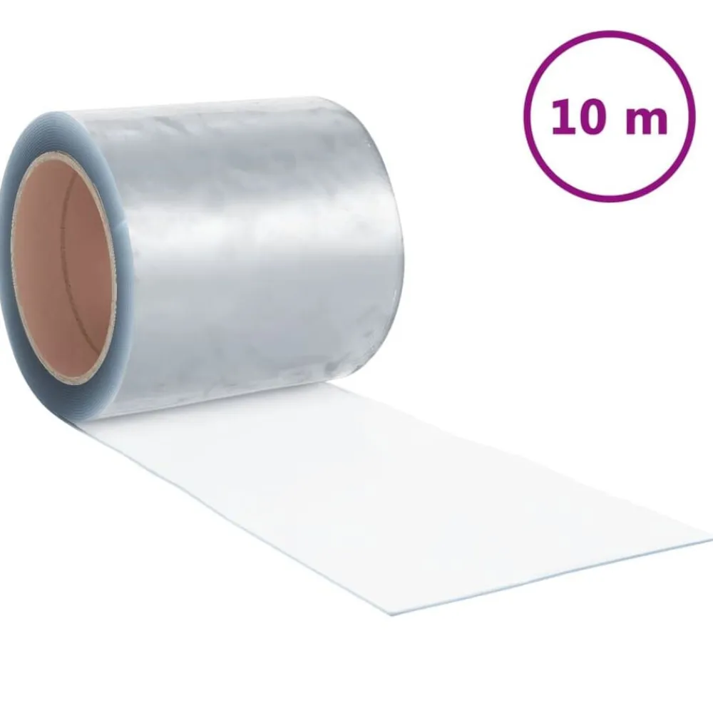 vidaXL Tira de cortina para puertas PVC 200x1,6 mm 10 m Transparente