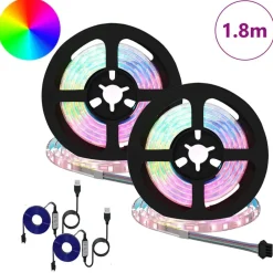 vidaXL Tira LED 2 pcs Negro y Transparente 900 mm Cobre y plástico Discount