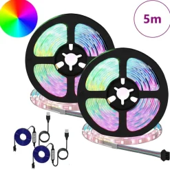 vidaXL Iluminación-Tira LED 2 pcs Negro y Transparente 2500 mm Cobre y plástico