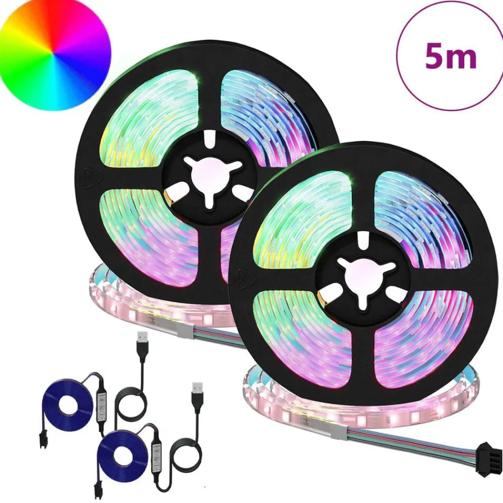 vidaXL Iluminación-Tira LED 2 pcs Negro y Transparente 2500 mm Cobre y plástico