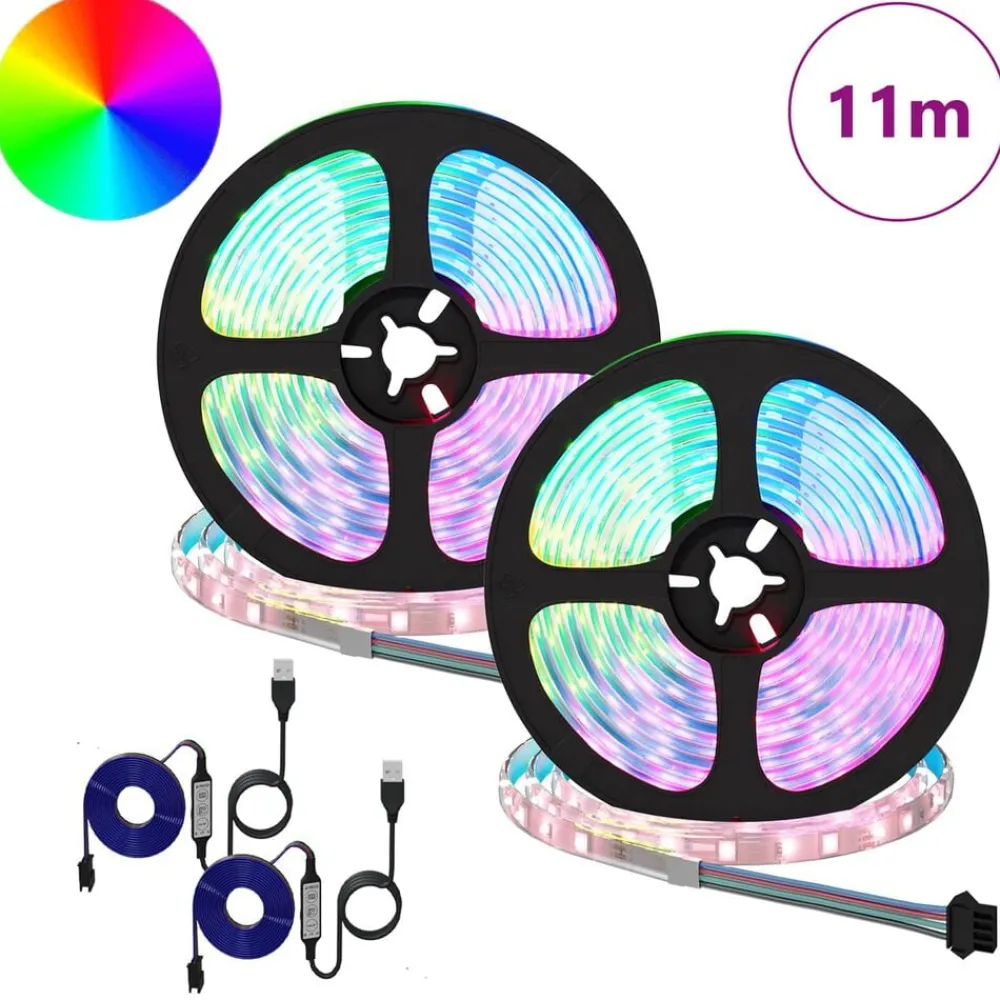 vidaXL Tira LED 2 pcs Negro y Transparente 5500 mm Cobre y plástico Clearance