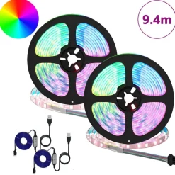 vidaXL Iluminación-Tira LED 2 pcs Negro y Transparente 4700 mm Cobre y plástico