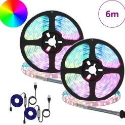 vidaXL Iluminación-Tira LED 2 pcs Negro y Transparente 3000 mm Cobre y plástico