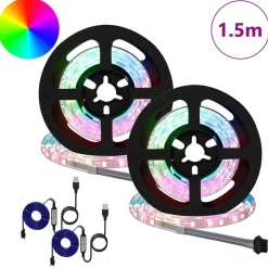 vidaXL Iluminación-Tira LED 2 pcs Negro y Transparente 750 mm Cobre y plástico