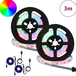 vidaXL Iluminación-Tira LED 2 pcs Negro y Transparente 750 mm Cobre y plástico