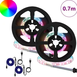 vidaXL Tira LED 2 pcs Negro y Transparente 350 mm Cobre y plástico Discount
