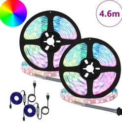 vidaXL Iluminación-Tira LED 2 pcs Negro y Transparente 2300 mm Cobre y plástico