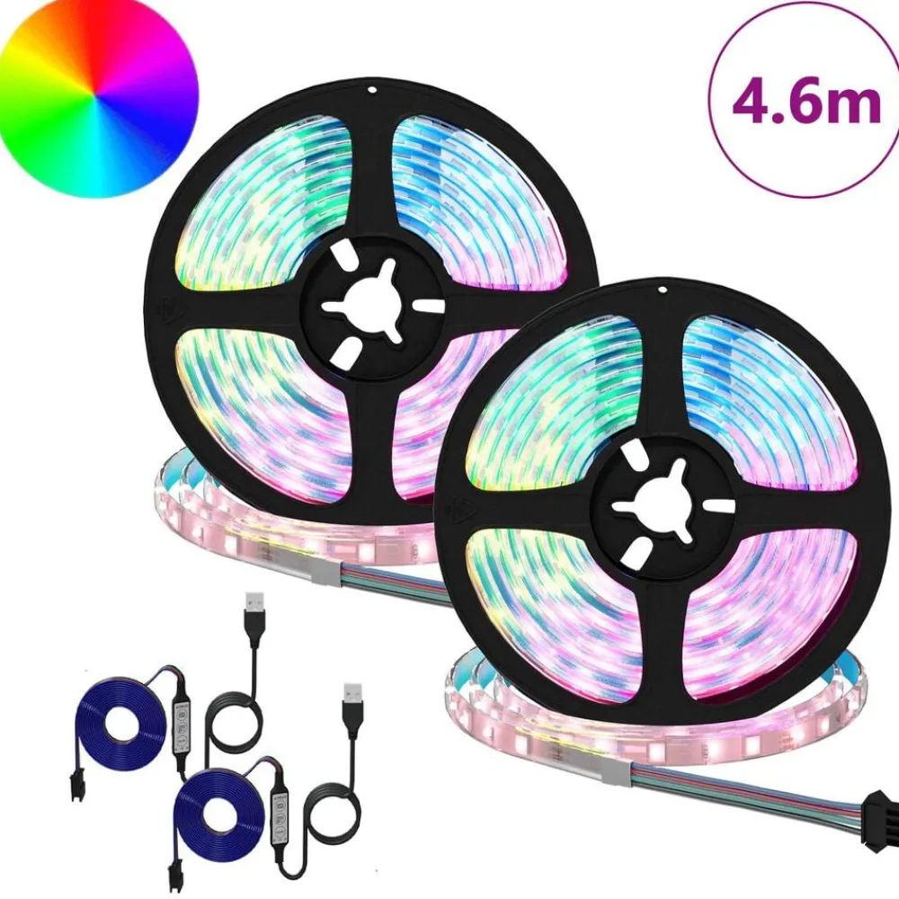 vidaXL Iluminación-Tira LED 2 pcs Negro y Transparente 2300 mm Cobre y plástico