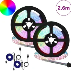vidaXL Tira LED 2 pcs Negro y Transparente 1300 mm Cobre y plástico Online