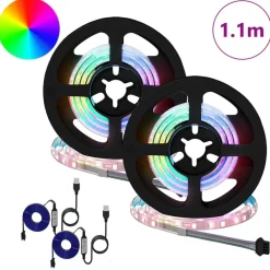vidaXL Iluminación-Tira LED 2 pcs Negro y Transparente 550 mm Cobre y plástico