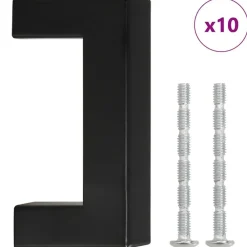 vidaXL Tiradores para armarios 10 uds acero inoxidable 64 mm Negro Best