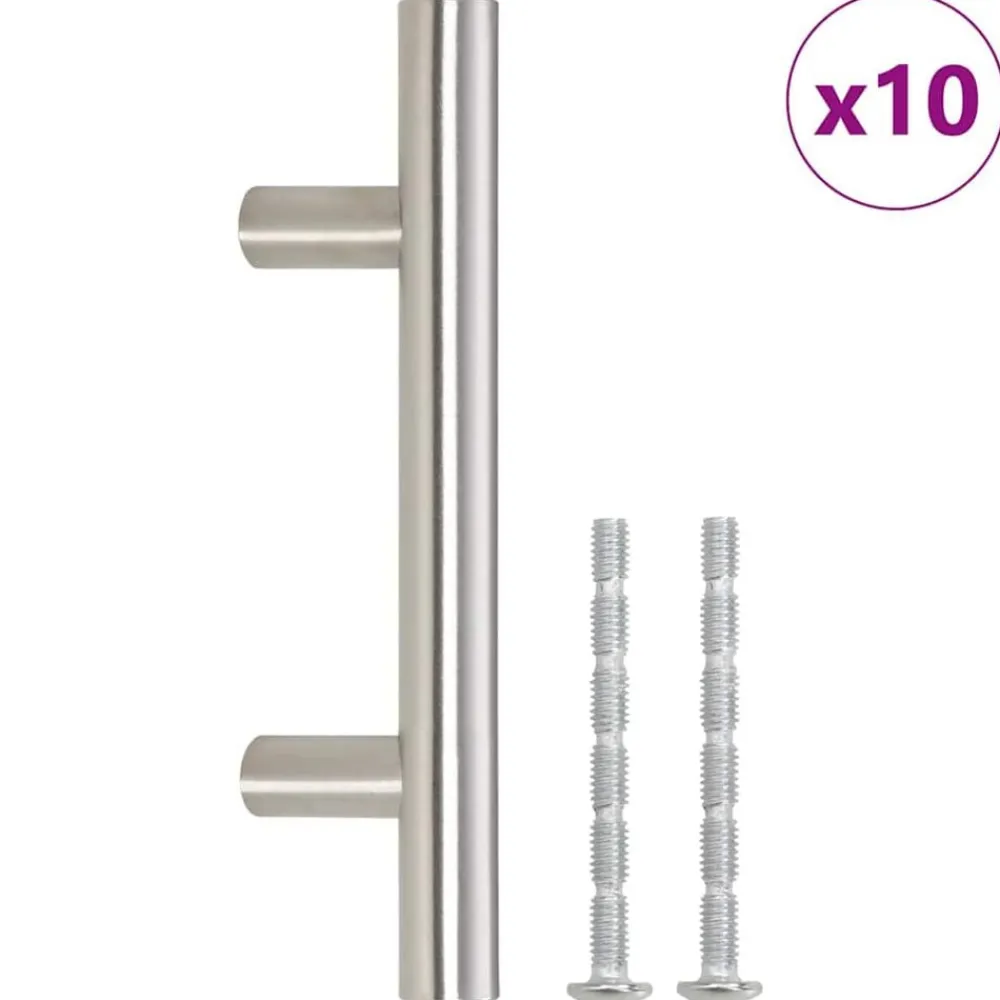 vidaXL Accesorios De Bricolaje-Tiradores para armarios 10 uds acero inoxidable 64 mm