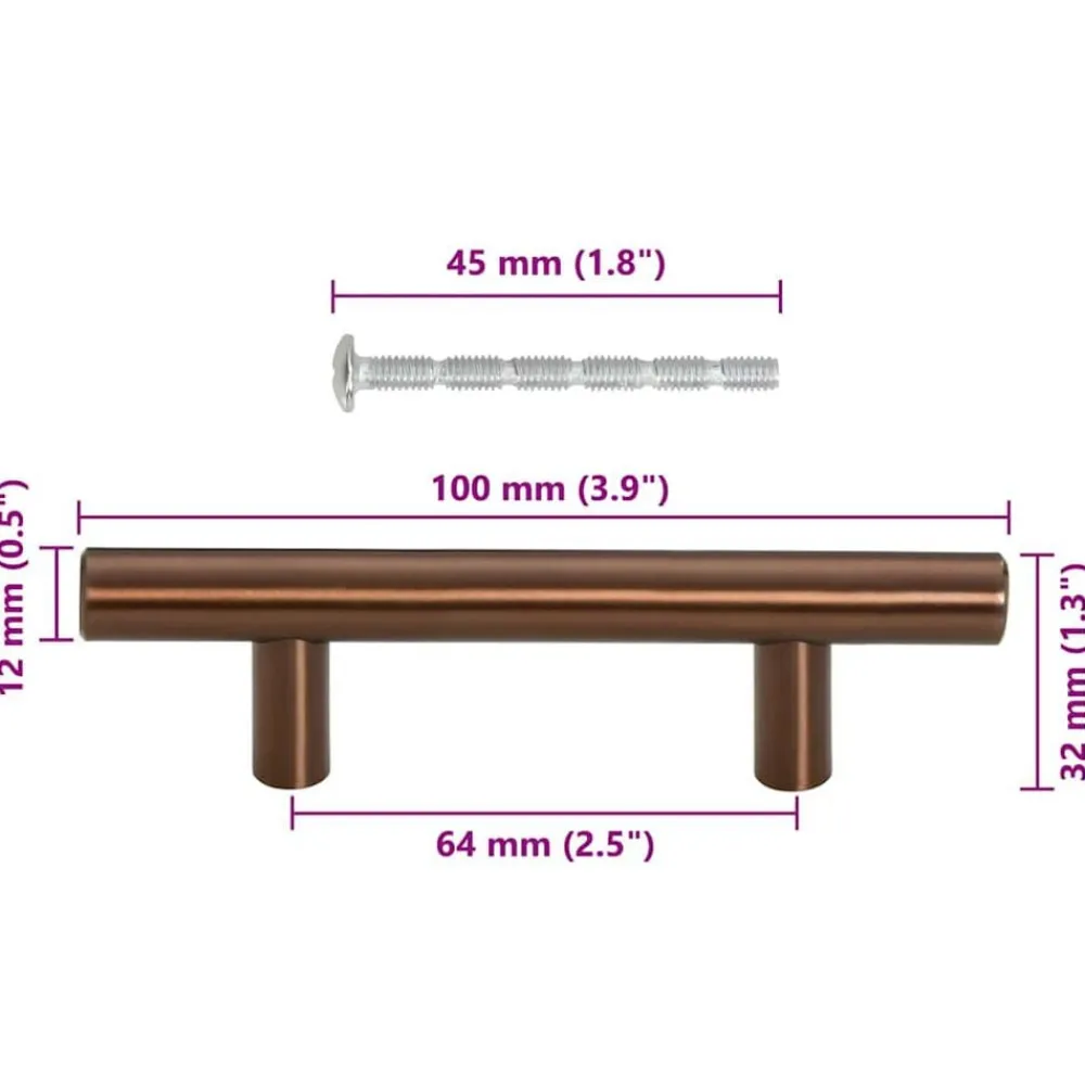 vidaXL Accesorios De Bricolaje-Tiradores para armarios 10 uds acero inoxidable 64 mm