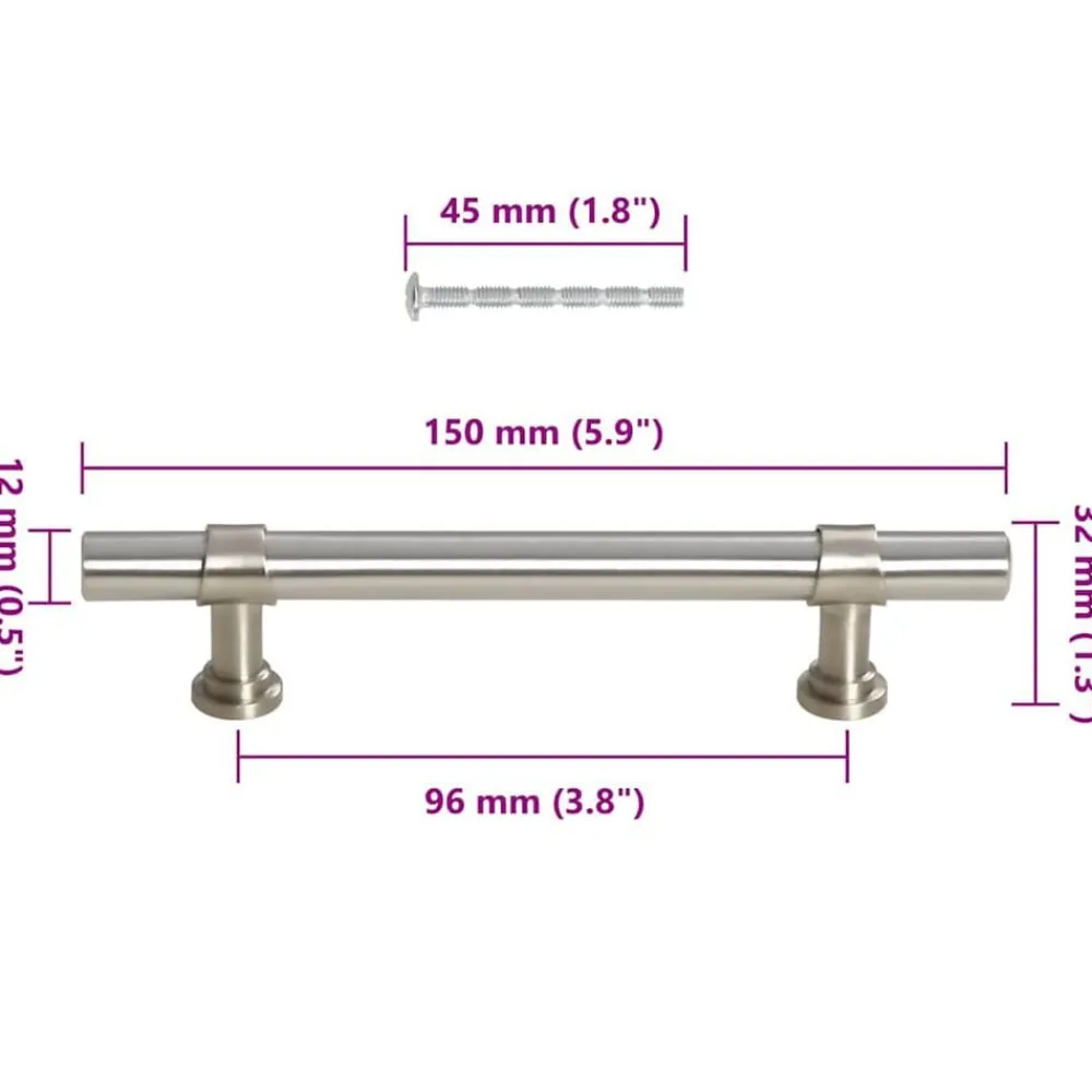 vidaXL Tiradores para armarios 10 uds acero inoxidable 96 mm Plateado Sale