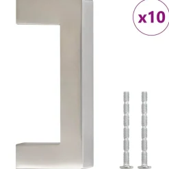 vidaXL Tiradores para armarios 10 uds acero inoxidable 64 mm Plateado Hot