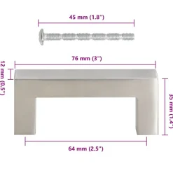 vidaXL Tiradores para armarios 10 uds acero inoxidable 64 mm Plateado Hot