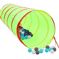 vidaXL Estructuras Para Juegos Al Aire Libre-Túnel de juegos para niños con 250 bolas poliéster verde 175 cm