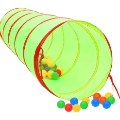vidaXL Estructuras Para Juegos Al Aire Libre-Túnel de juegos para niños con 250 bolas poliéster verde 175 cm