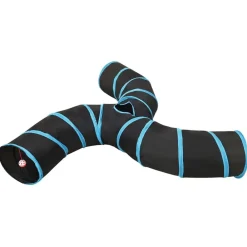 vidaXL Túnel para gatos con 3 salidas poliéster negro y azul 25 cm New