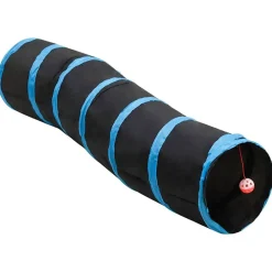vidaXL Estructuras Para Juegos Al Aire Libre-Túnel para gatos con forma de S poliéster negro y azul 122 cm