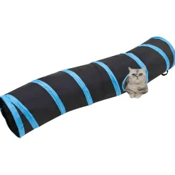 vidaXL Estructuras Para Juegos Al Aire Libre-Túnel para gatos con forma de S poliéster negro y azul 122 cm