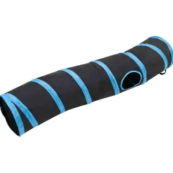 vidaXL Estructuras Para Juegos Al Aire Libre-Túnel para gatos con forma de S poliéster negro y azul 122 cm