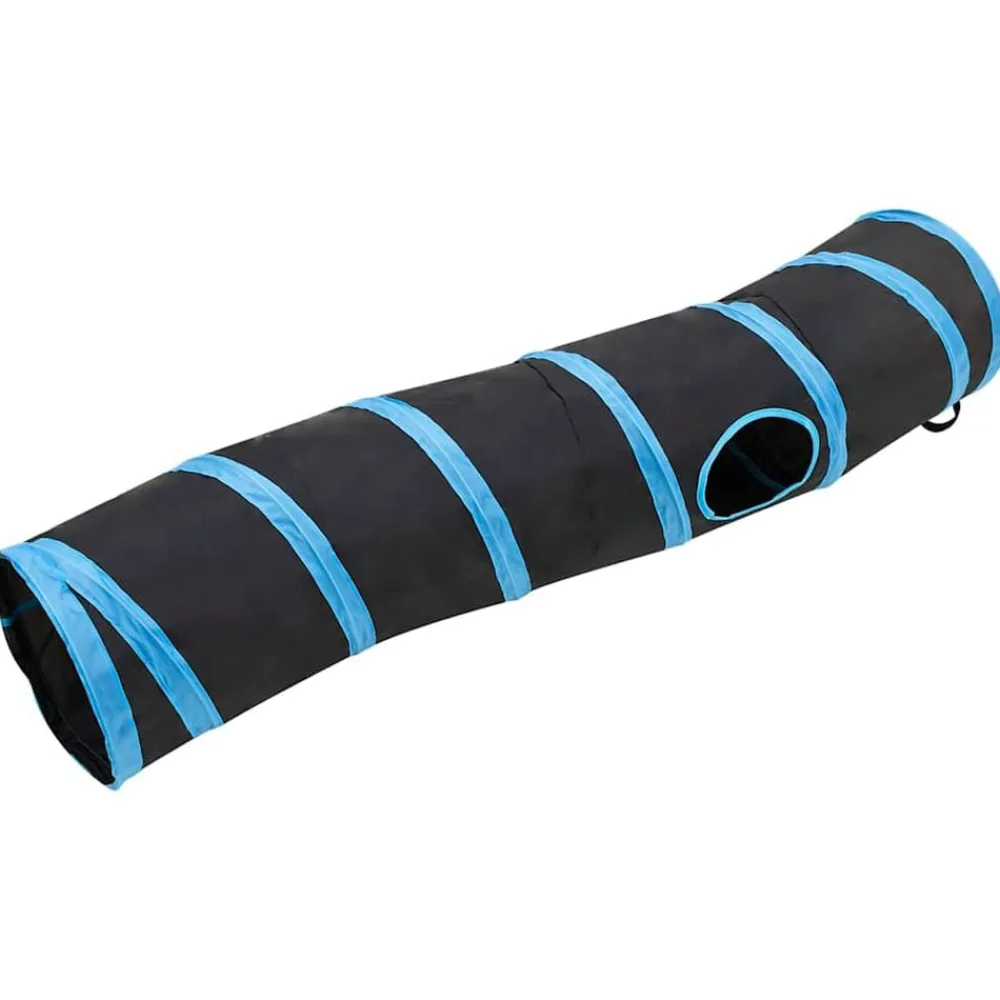 vidaXL Estructuras Para Juegos Al Aire Libre-Túnel para gatos con forma de S poliéster negro y azul 122 cm