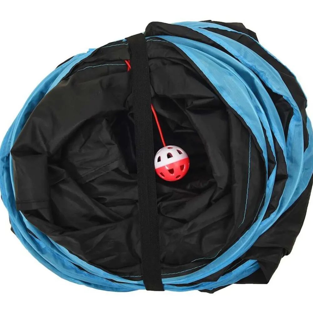 vidaXL Estructuras Para Juegos Al Aire Libre-Túnel para gatos con forma de S poliéster negro y azul 122 cm