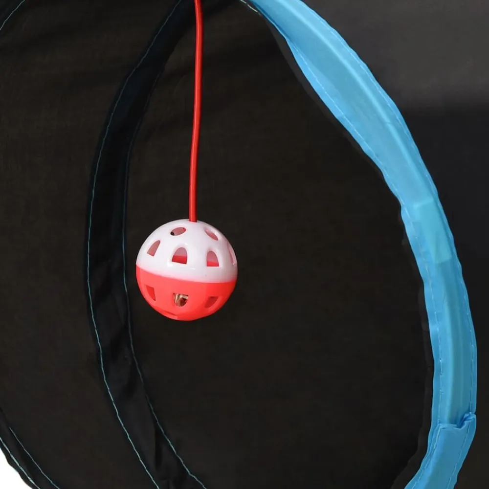 vidaXL Estructuras Para Juegos Al Aire Libre-Túnel para gatos con 4 salidas poliéster negro y azul 132 cm