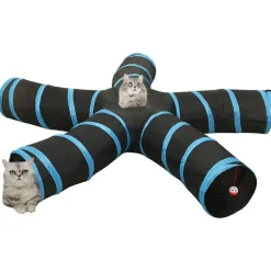 vidaXL Túnel para gatos con 5 salidas poliéster negro y azul 25 cm Discount