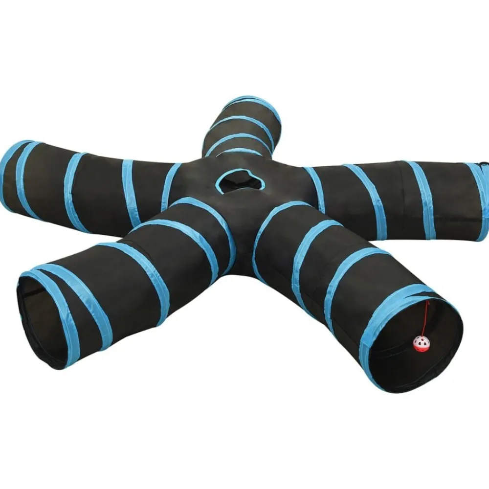 vidaXL Túnel para gatos con 5 salidas poliéster negro y azul 25 cm Discount