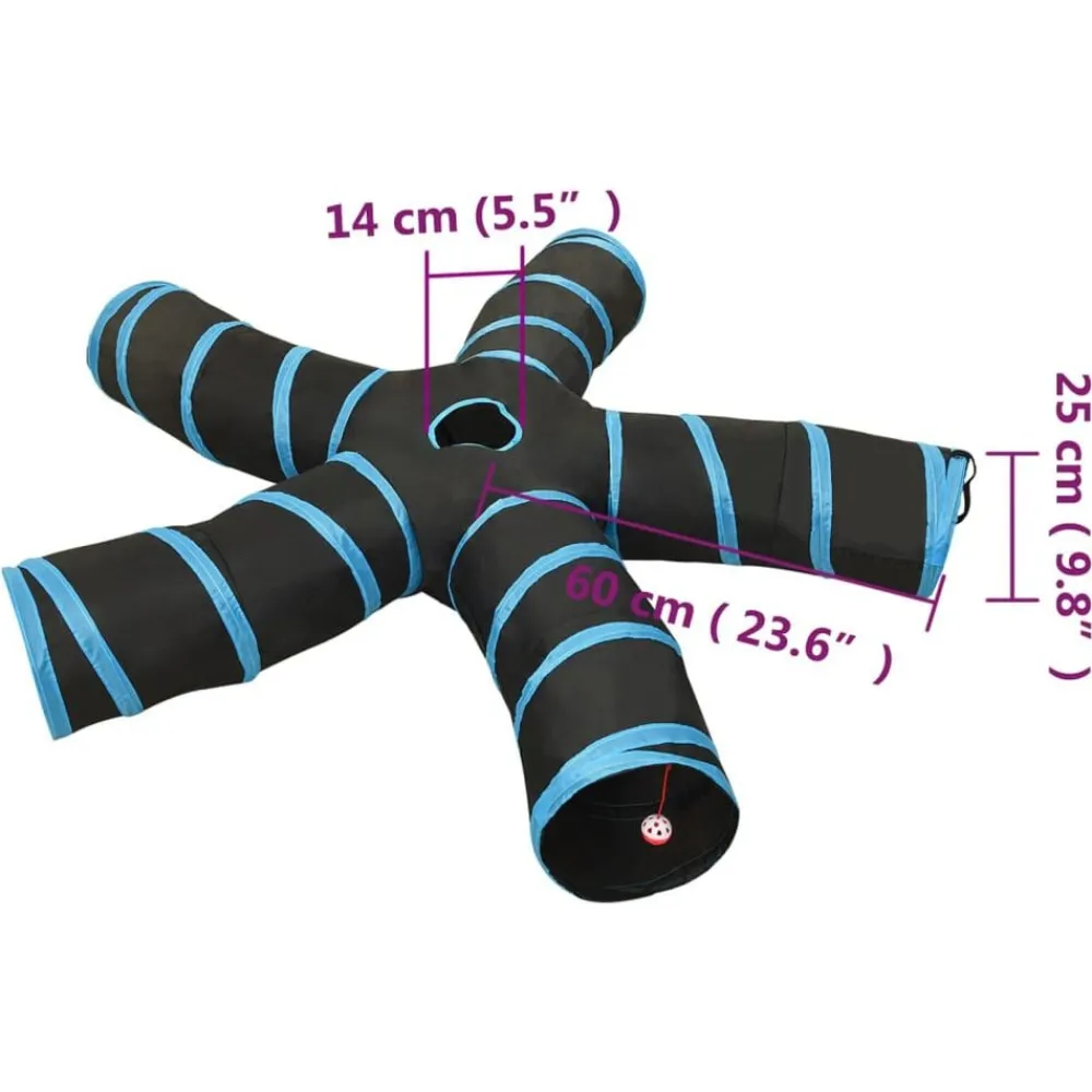vidaXL Túnel para gatos con 5 salidas poliéster negro y azul 25 cm Discount