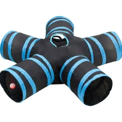 vidaXL Túnel para gatos con 5 salidas poliéster negro y azul 25 cm New