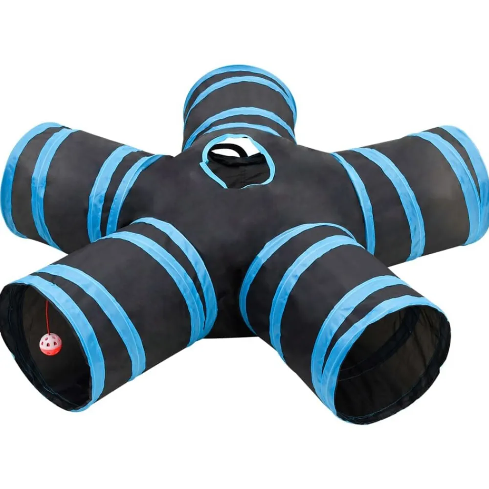 vidaXL Túnel para gatos con 5 salidas poliéster negro y azul 25 cm New
