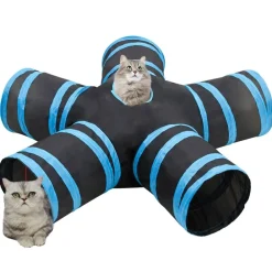 vidaXL Túnel para gatos con 5 salidas poliéster negro y azul 25 cm New