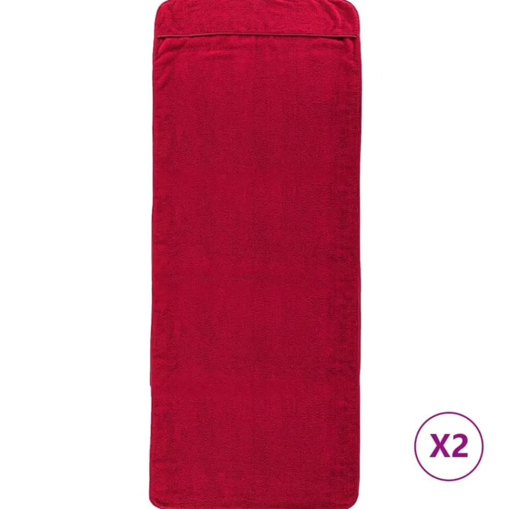 vidaXL Ropa De Casa-Toallas de playa 2 uds tela burdeos 400 g/m² 60x135 cm