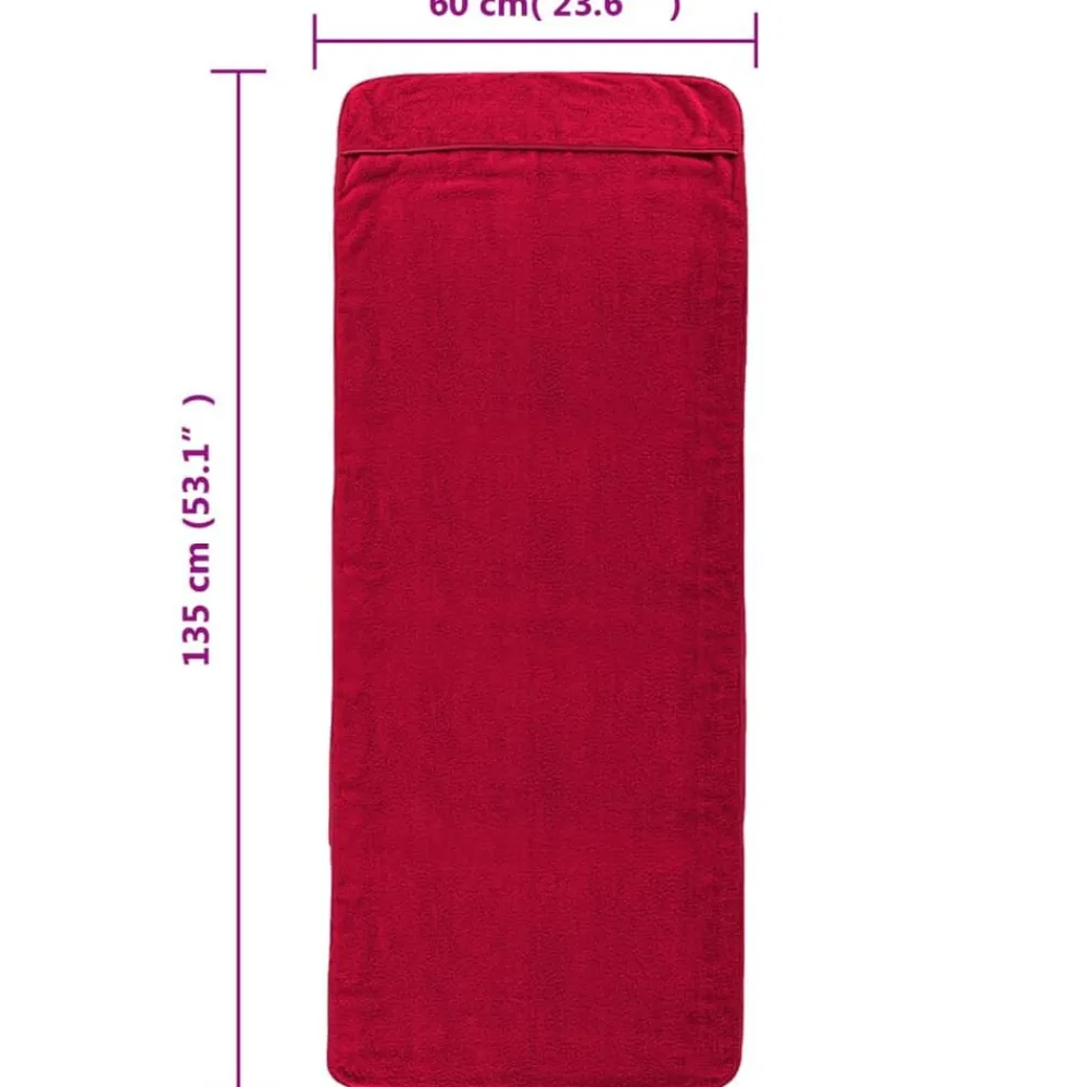 vidaXL Ropa De Casa-Toallas de playa 2 uds tela burdeos 400 g/m² 60x135 cm