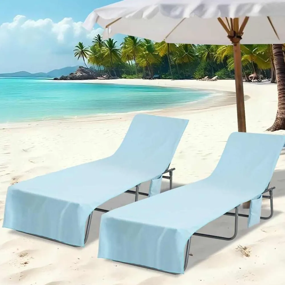 vidaXL Toallas de Reposera 2 pcs 210 x 75 cm Azul Sale