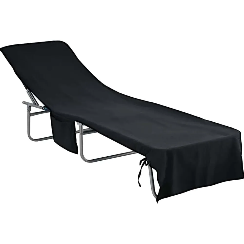 vidaXL Toallas de Reposera 2 pcs 210 x 75 cm Negro