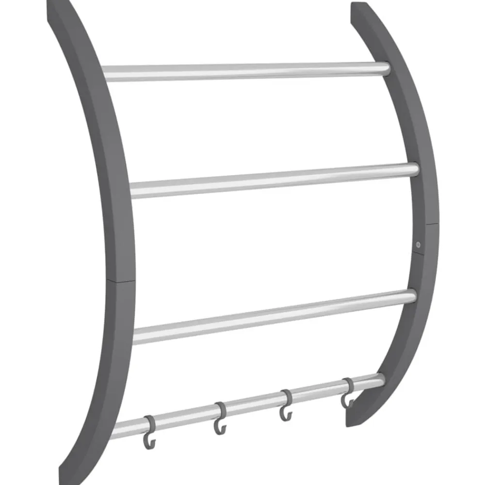 vidaXL Toallero con ganchos aluminio plateado 56x16x72 cm Discount