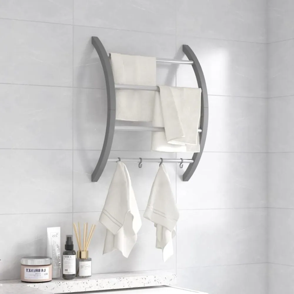 vidaXL Toallero con ganchos aluminio plateado 56x16x72 cm Discount